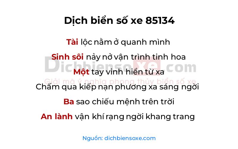 Dịch thơ biển số 85134