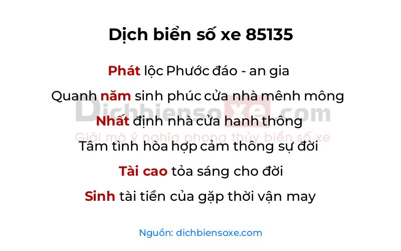 Dịch thơ biển số 85135