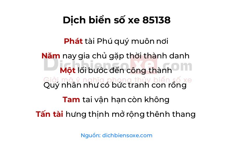 Dịch thơ biển số 85138
