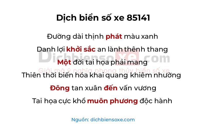 Dịch thơ biển số 85141