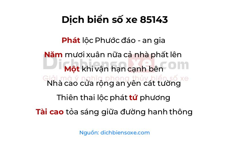 Dịch thơ biển số 85143