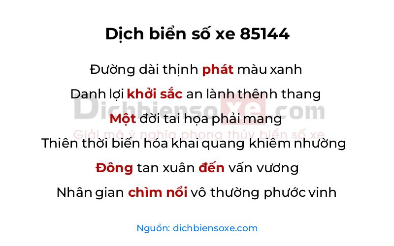 Dịch thơ biển số 85144