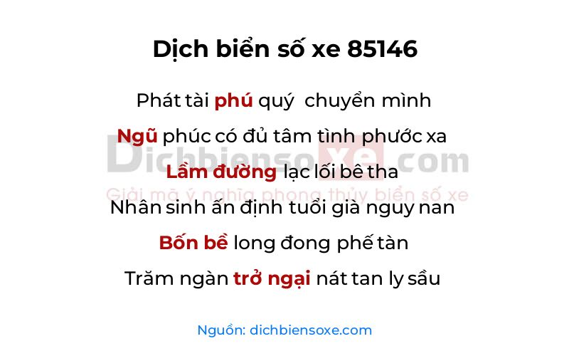 Dịch thơ biển số 85146