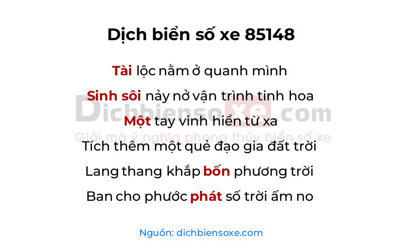 Dịch thơ biển số 85148