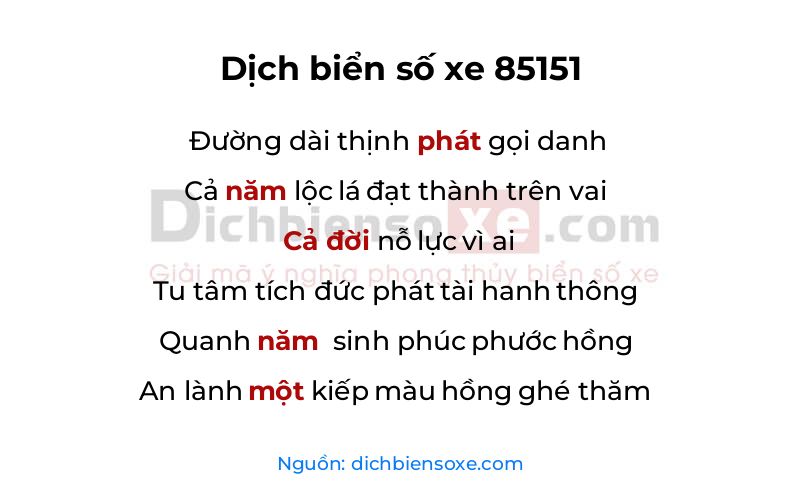 Dịch thơ biển số 85151