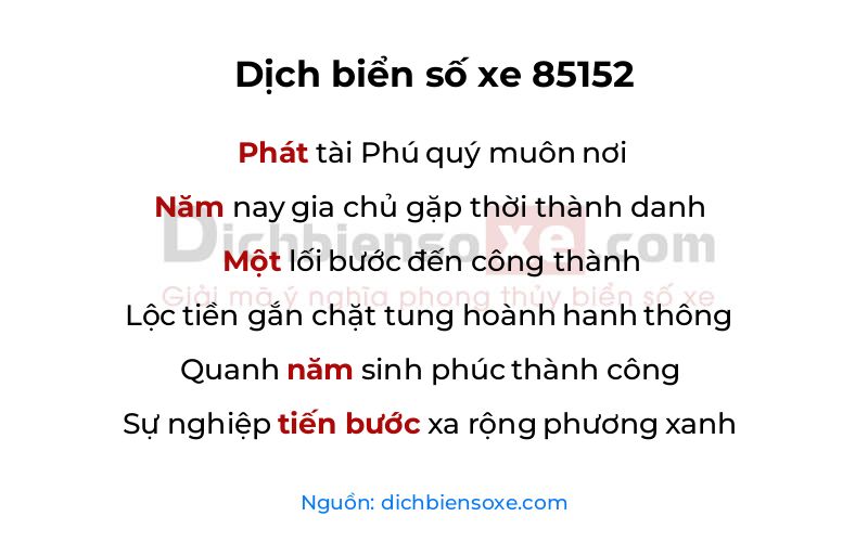 Dịch thơ biển số 85152