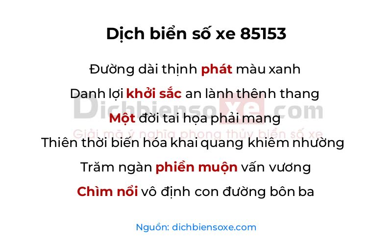 Dịch thơ biển số 85153
