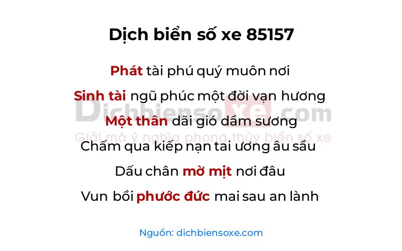 Dịch thơ biển số 85157
