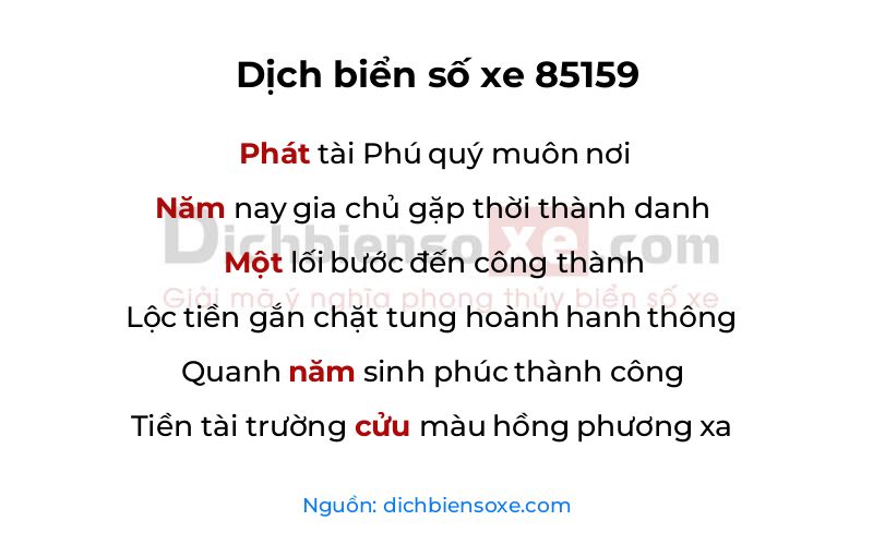 Dịch thơ biển số 85159