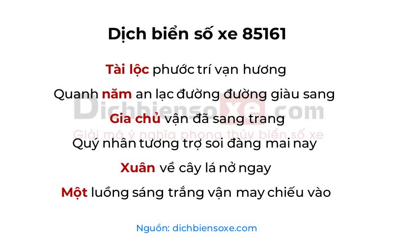Dịch thơ biển số 85161