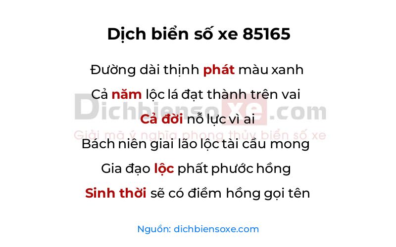 Dịch thơ biển số 85165