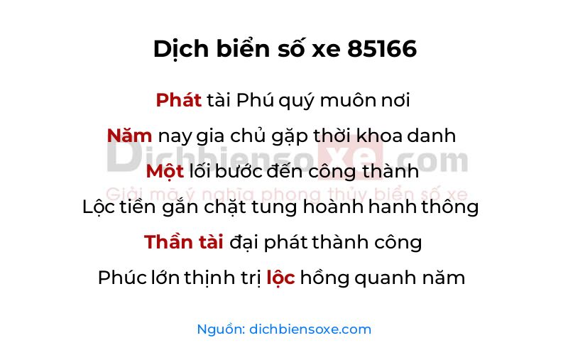 Dịch thơ biển số 85166