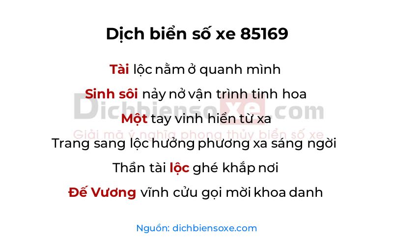 Dịch thơ biển số 85169