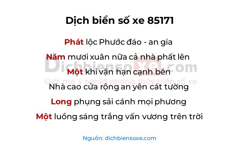 Dịch thơ biển số 85171