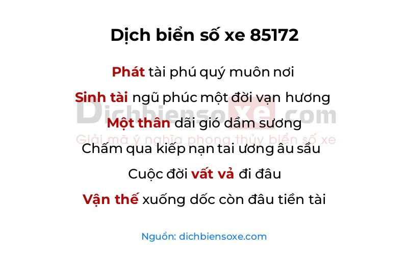 Dịch thơ biển số 85172
