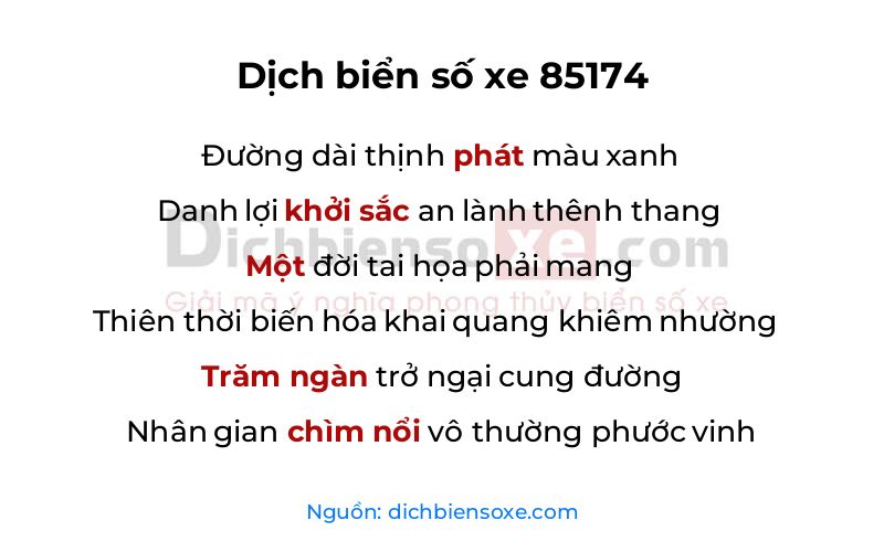 Dịch thơ biển số 85174