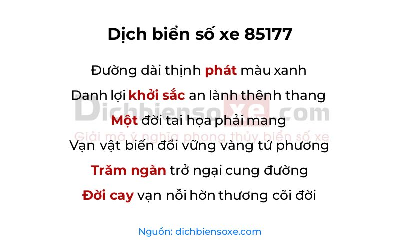 Dịch thơ biển số 85177