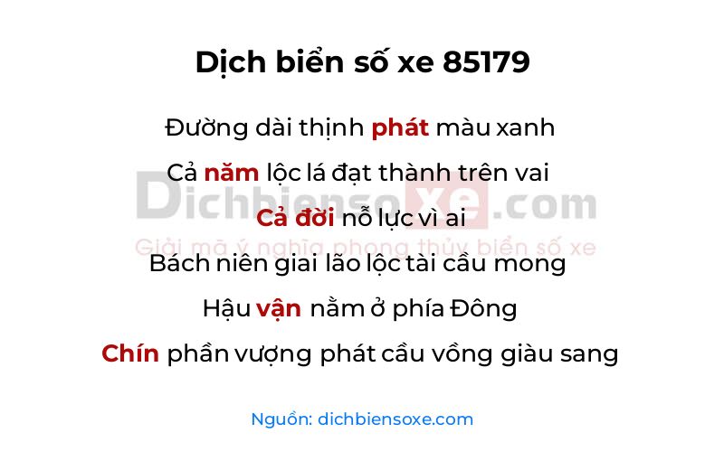 Dịch thơ biển số 85179