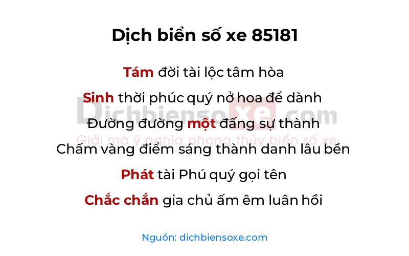 Dịch thơ biển số 85181