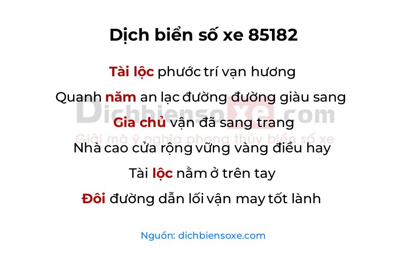 Dịch thơ biển số 85182