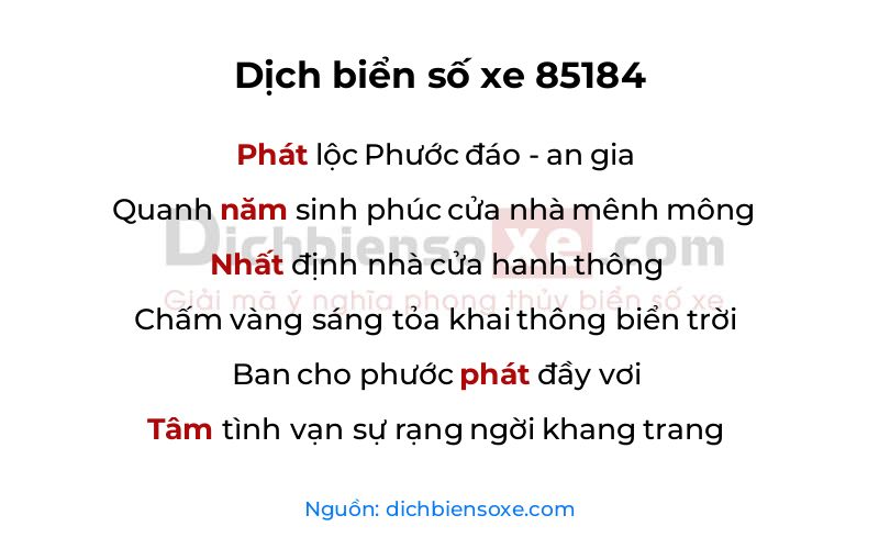 Dịch thơ biển số 85184
