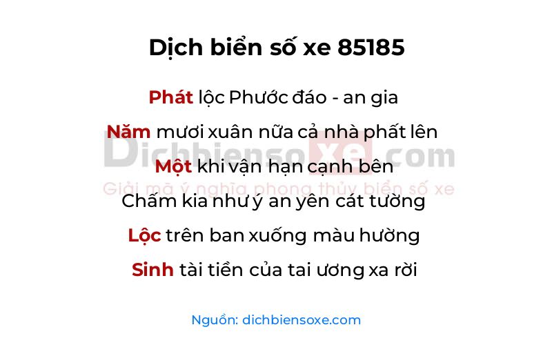 Dịch thơ biển số 85185