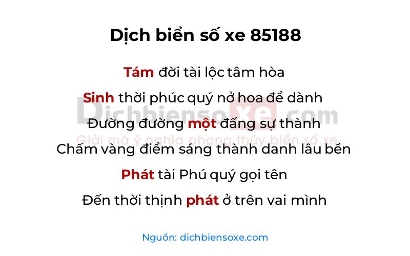 Dịch thơ biển số 85188