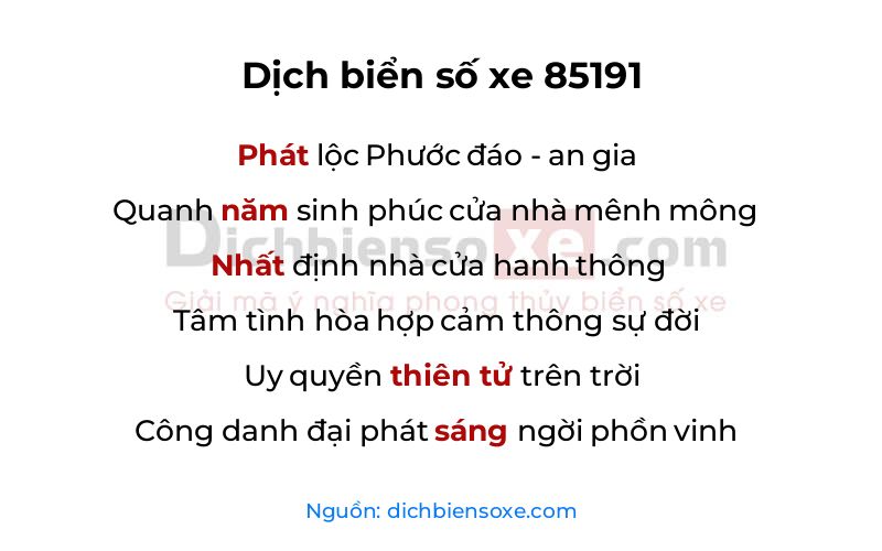 Dịch thơ biển số 85191