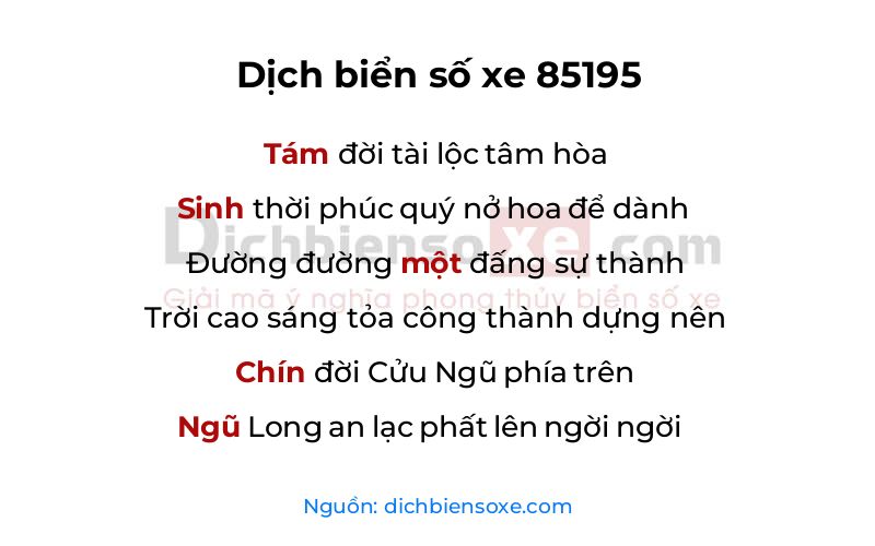 Dịch thơ biển số 85195