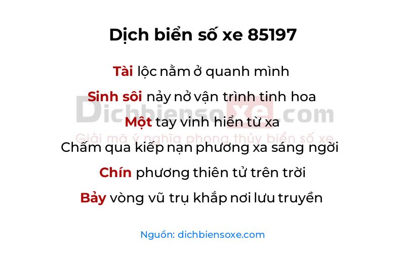 Dịch thơ biển số 85197