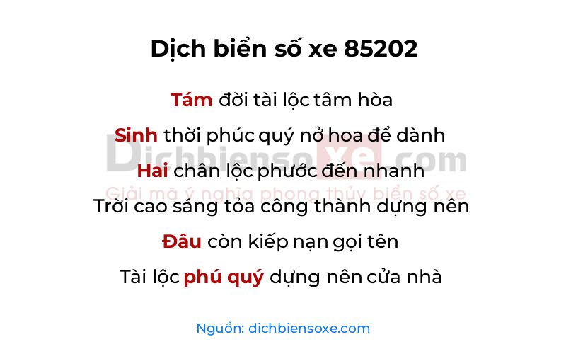 Dịch thơ biển số 85202