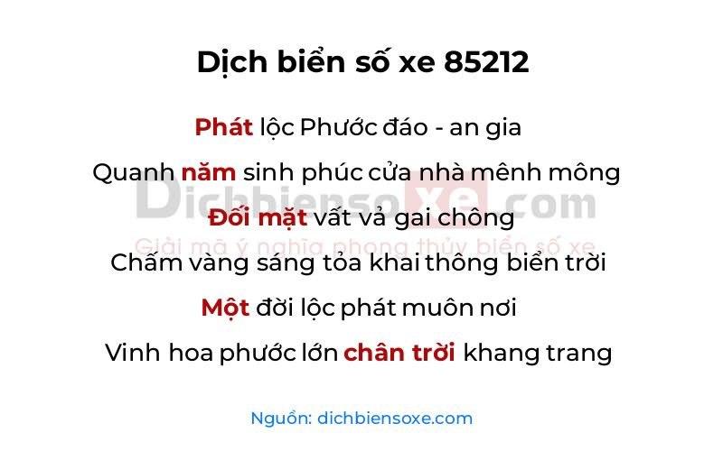 Dịch thơ biển số 85212