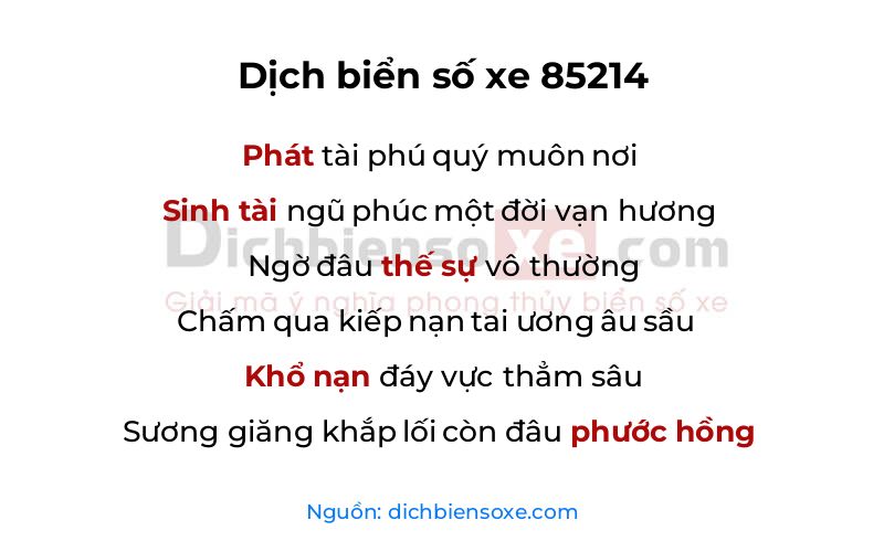 Dịch thơ biển số 85214