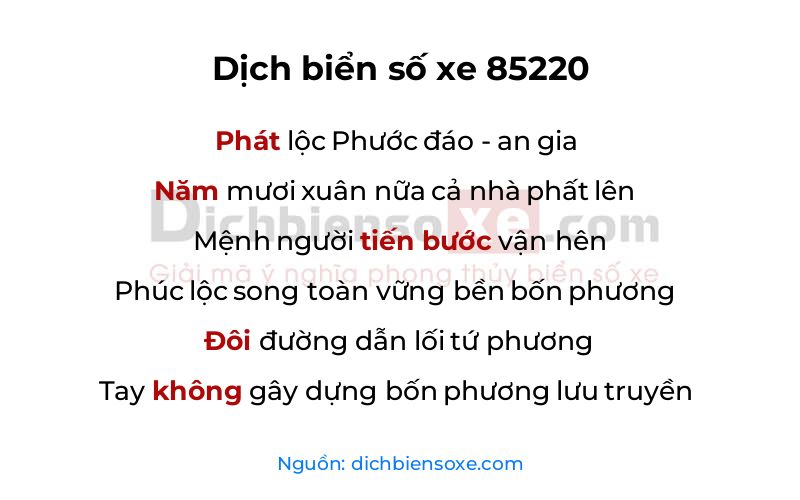 Dịch thơ biển số 85220