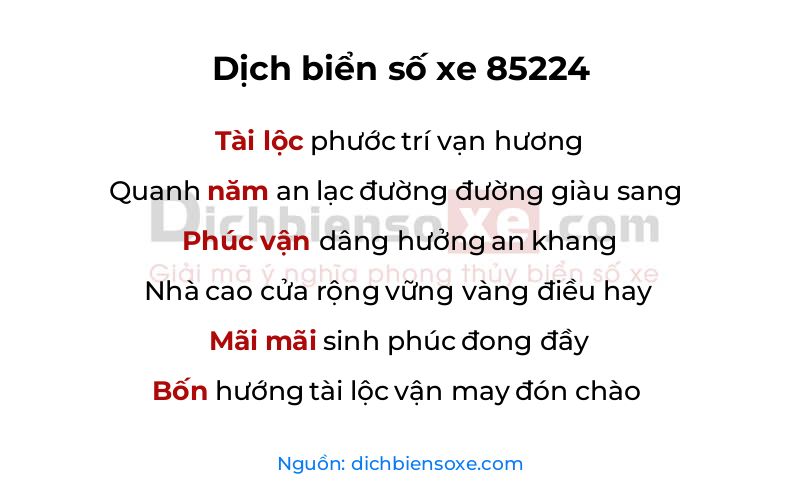 Dịch thơ biển số 85224