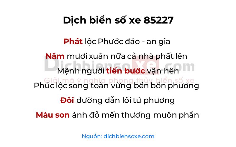 Dịch thơ biển số 85227