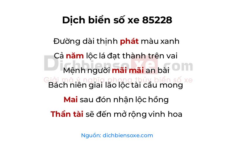 Dịch thơ biển số 85228