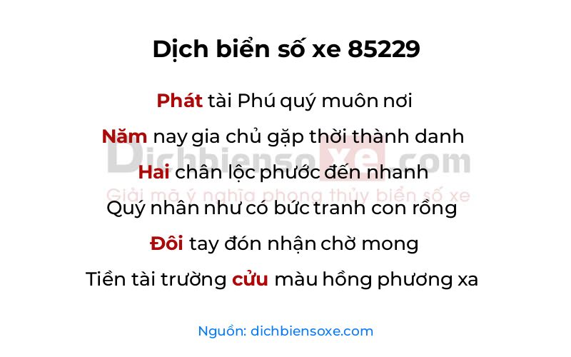 Dịch thơ biển số 85229