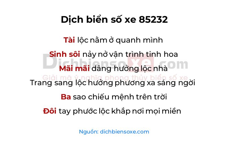 Dịch thơ biển số 85232