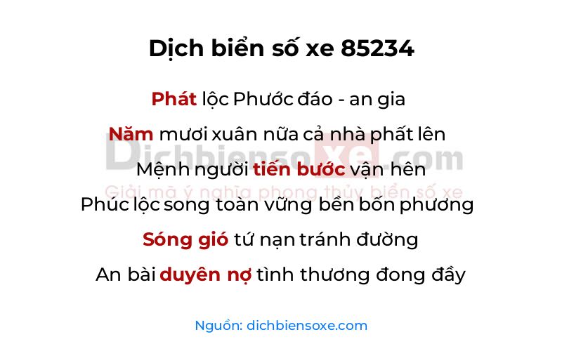 Dịch thơ biển số 85234