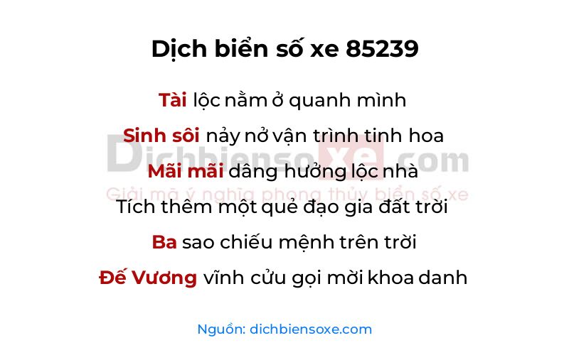 Dịch thơ biển số 85239