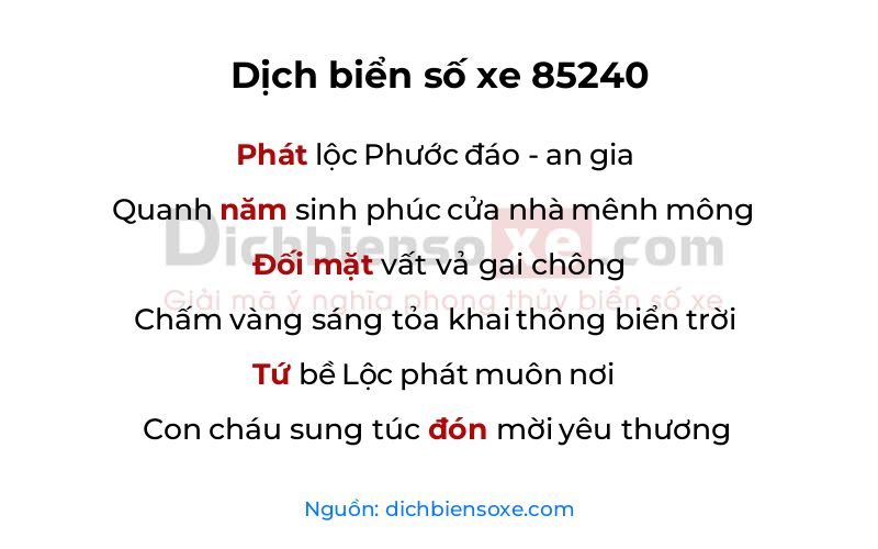 Dịch thơ biển số 85240