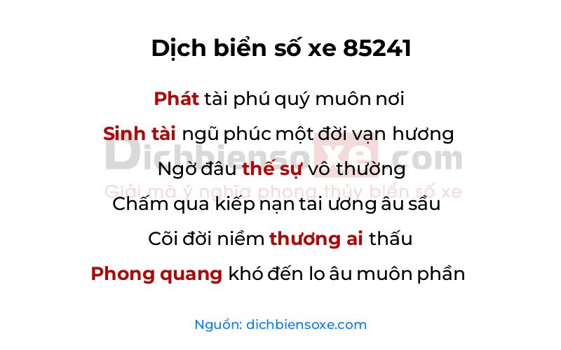 Dịch thơ biển số 85241