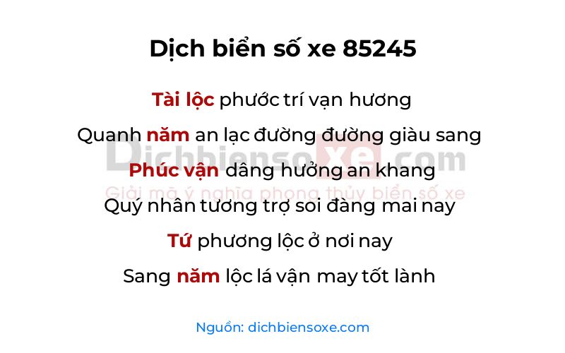 Dịch thơ biển số 85245