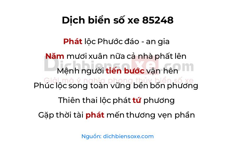 Dịch thơ biển số 85248