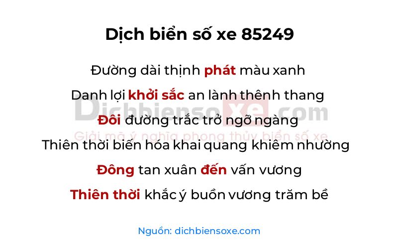 Dịch thơ biển số 85249