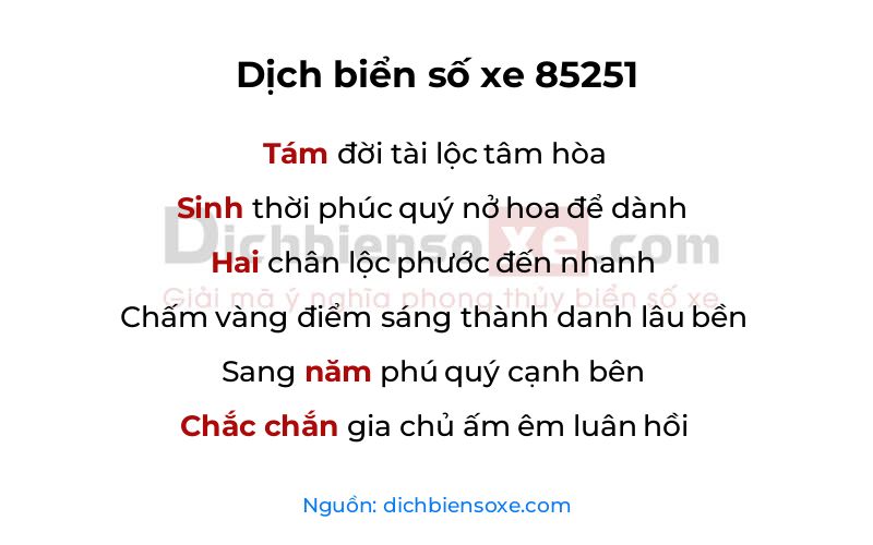 Dịch thơ biển số 85251