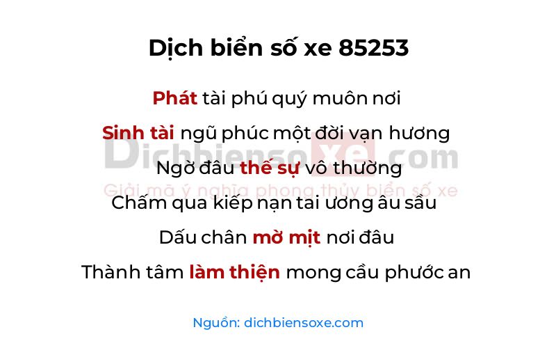 Dịch thơ biển số 85253