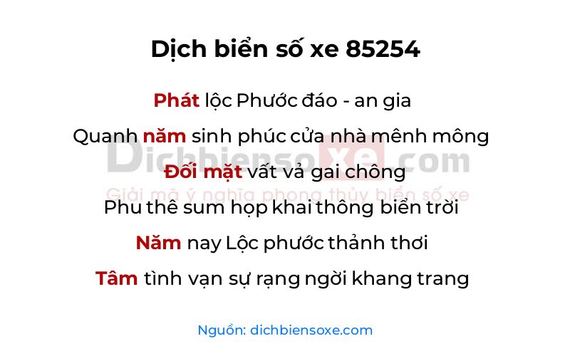 Dịch thơ biển số 85254