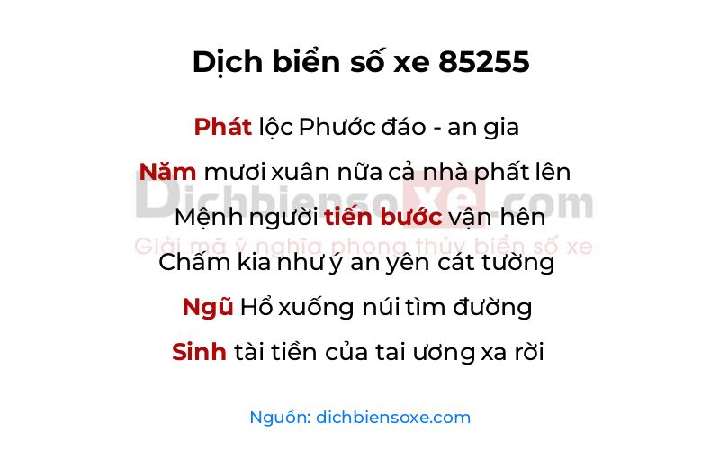 Dịch thơ biển số 85255